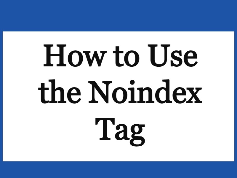 How to Use the Noindex Tag